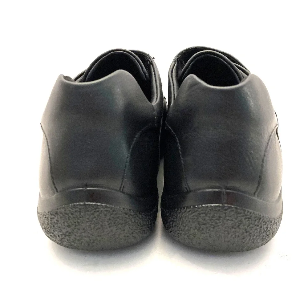 Hotter Sugar II Shoes Womens 11 Wide EXF Hook Loop Close Monkstrap Black Leather